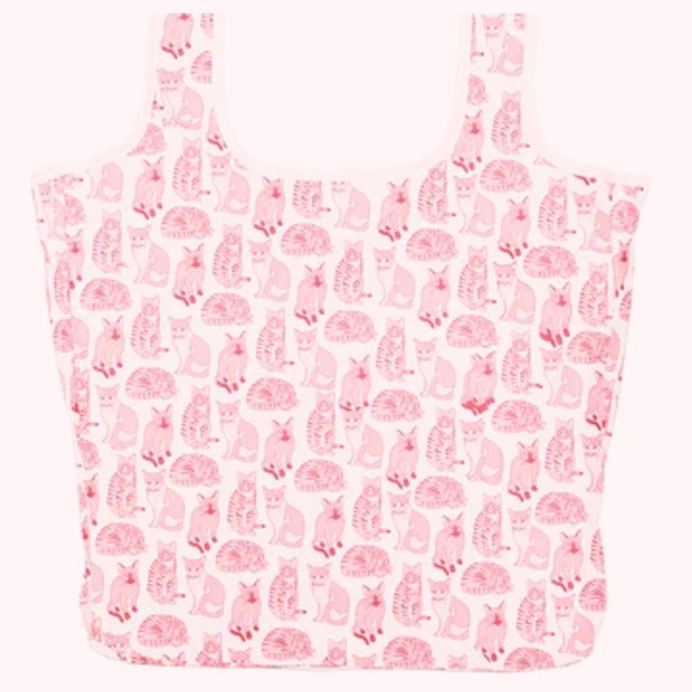 Cat Lady large reusable tote of rip stop nylon-folds into internal pocket—NWT